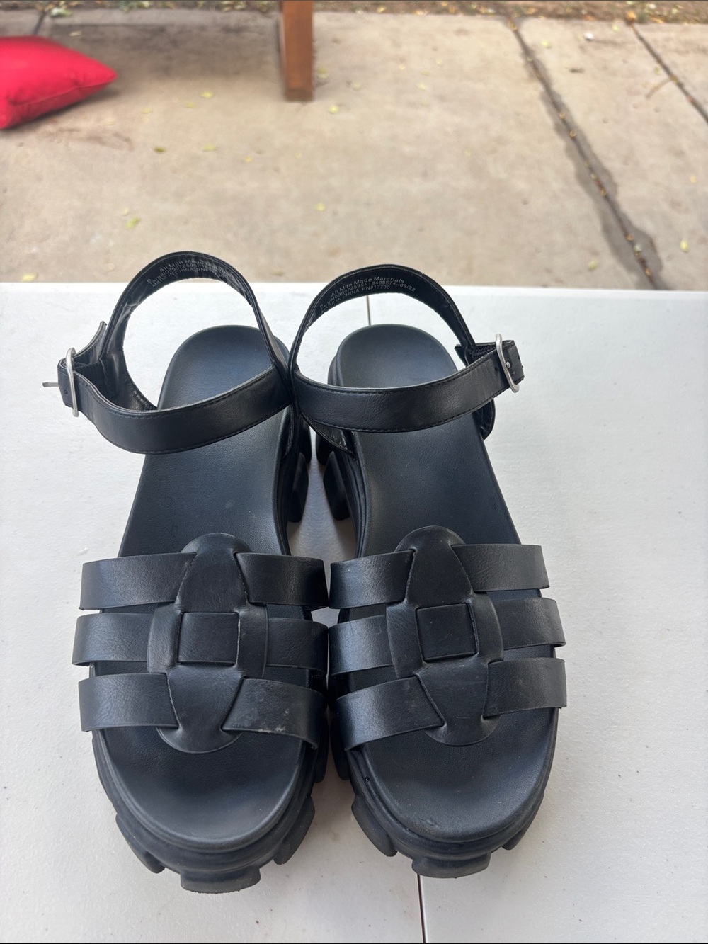 Target Black Chunky Fisherman Sandals with Ankle Strap